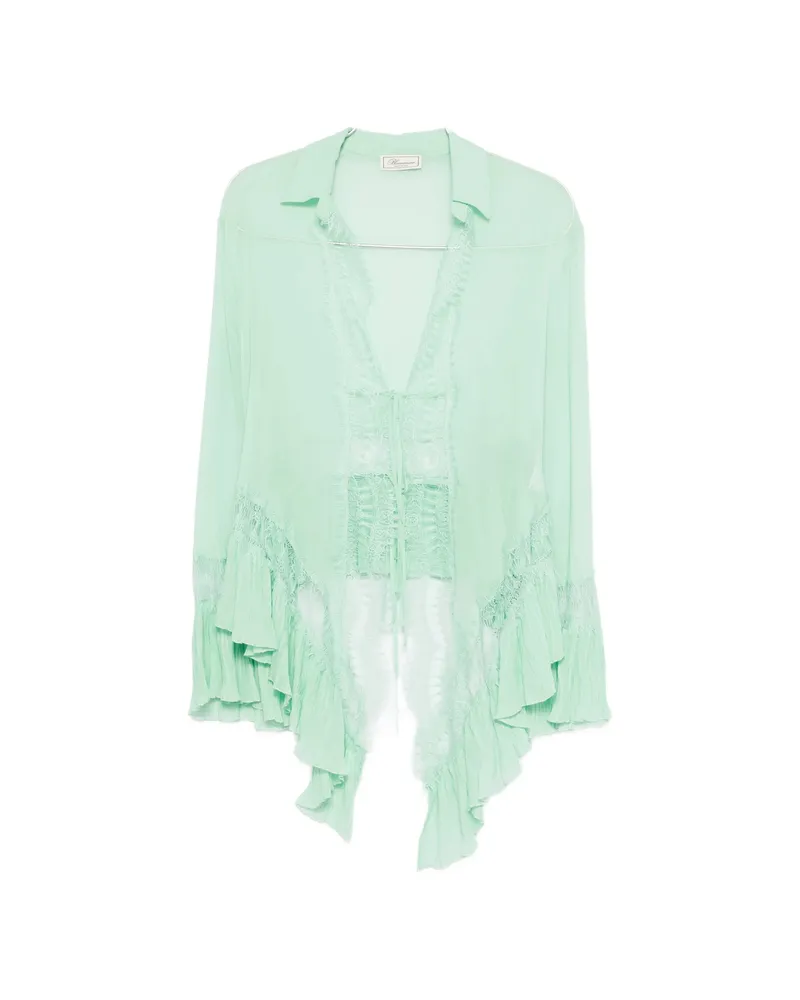 Blumarine Lace Ruffled Blouse Green
