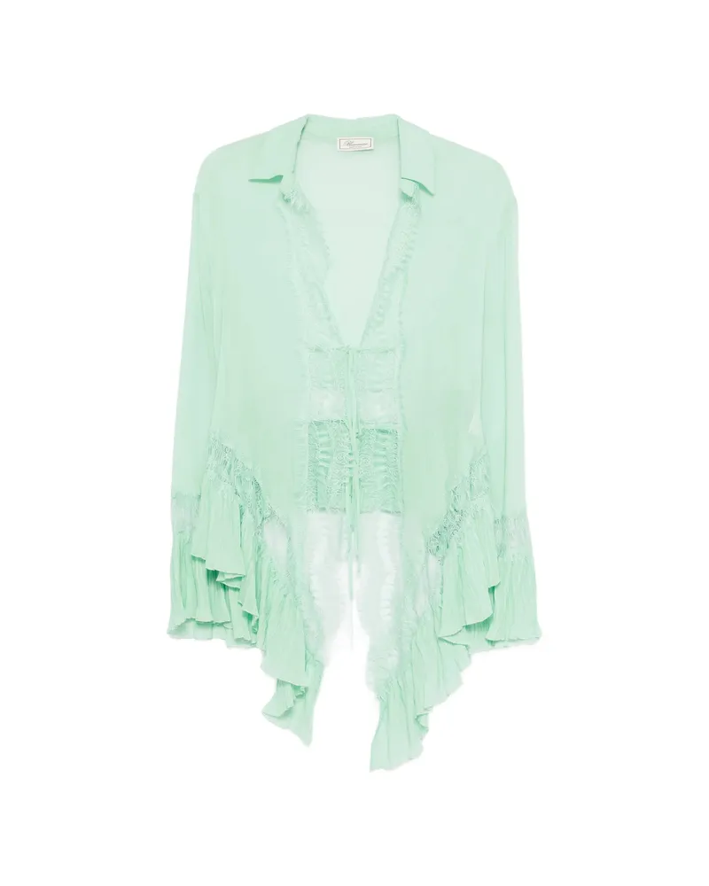 Blumarine Lace Ruffled Blouse Green