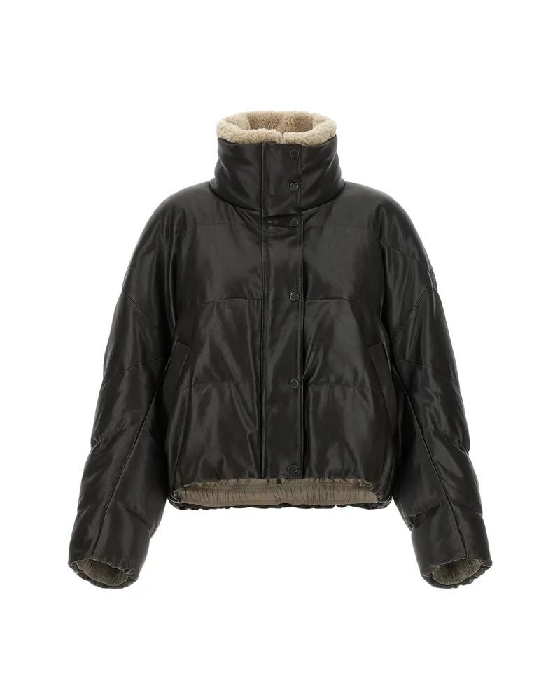 Brunello Cucinelli Quilted Leather Jacket Brown