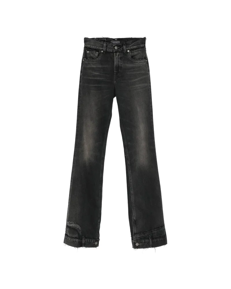 Haikure Distressed-effect Raw-cut Jeans Black