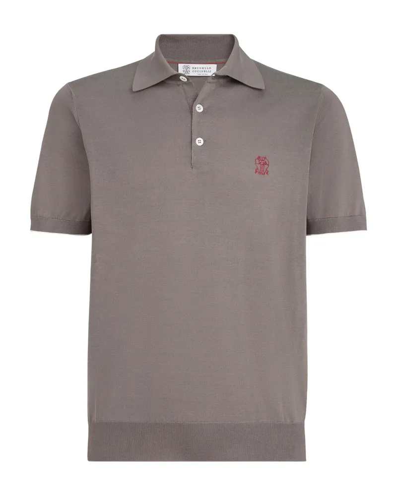 Brunello Cucinelli Logo-embroidered Polo Shirt Grey