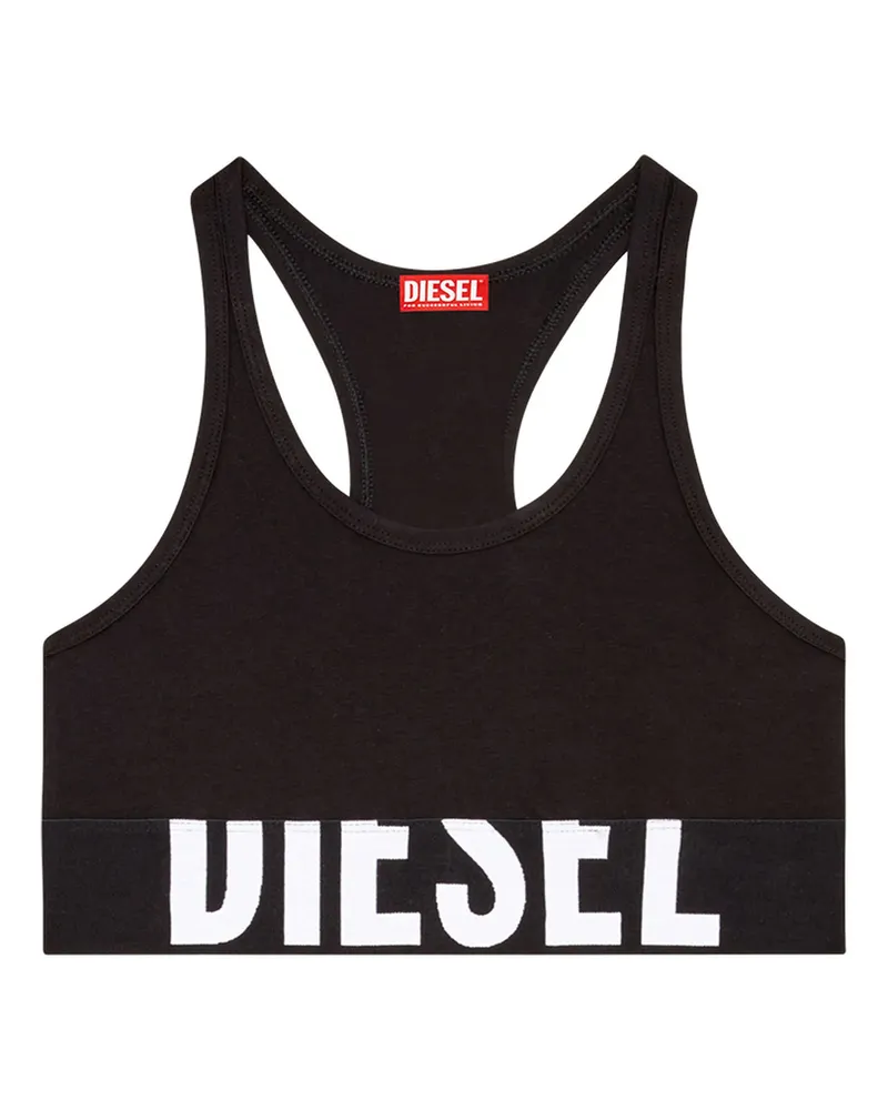 Diesel Logo-intarsia Racerback Bra Black