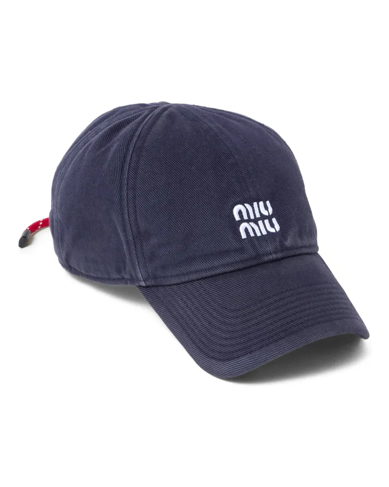 Miu Miu Logo-embroidered Denim Baseball Cap Blue