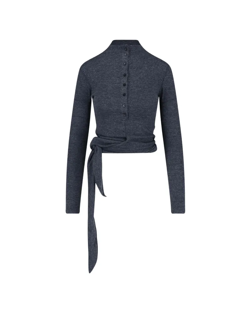 LOW CLASSIC Button-up Wrap-tie T-shirt Grey