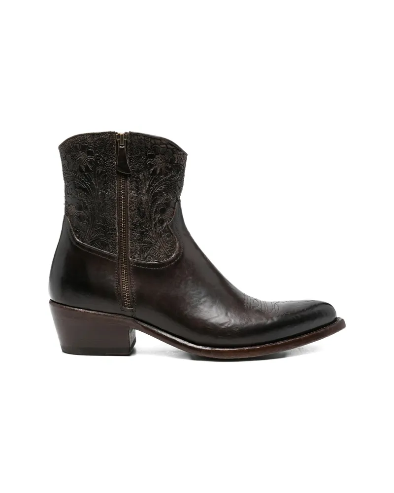 ERALDO Floral-embossed Boots Brown