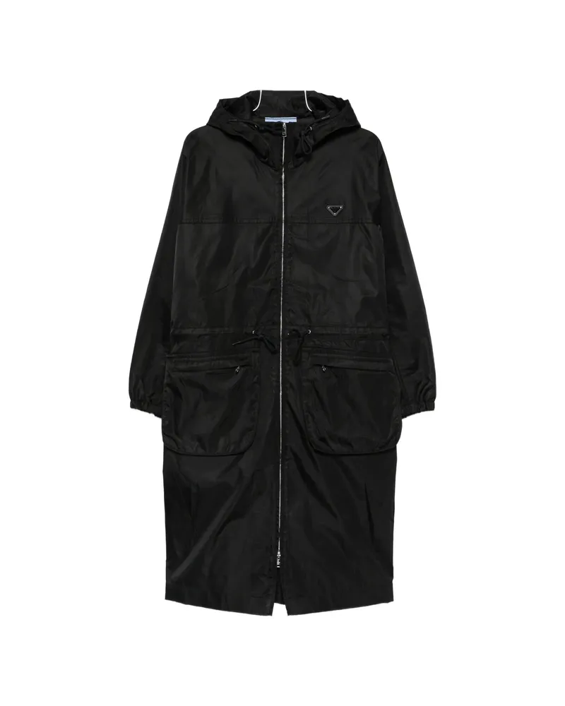 Prada Re-Nylon Drawstring Coat Black