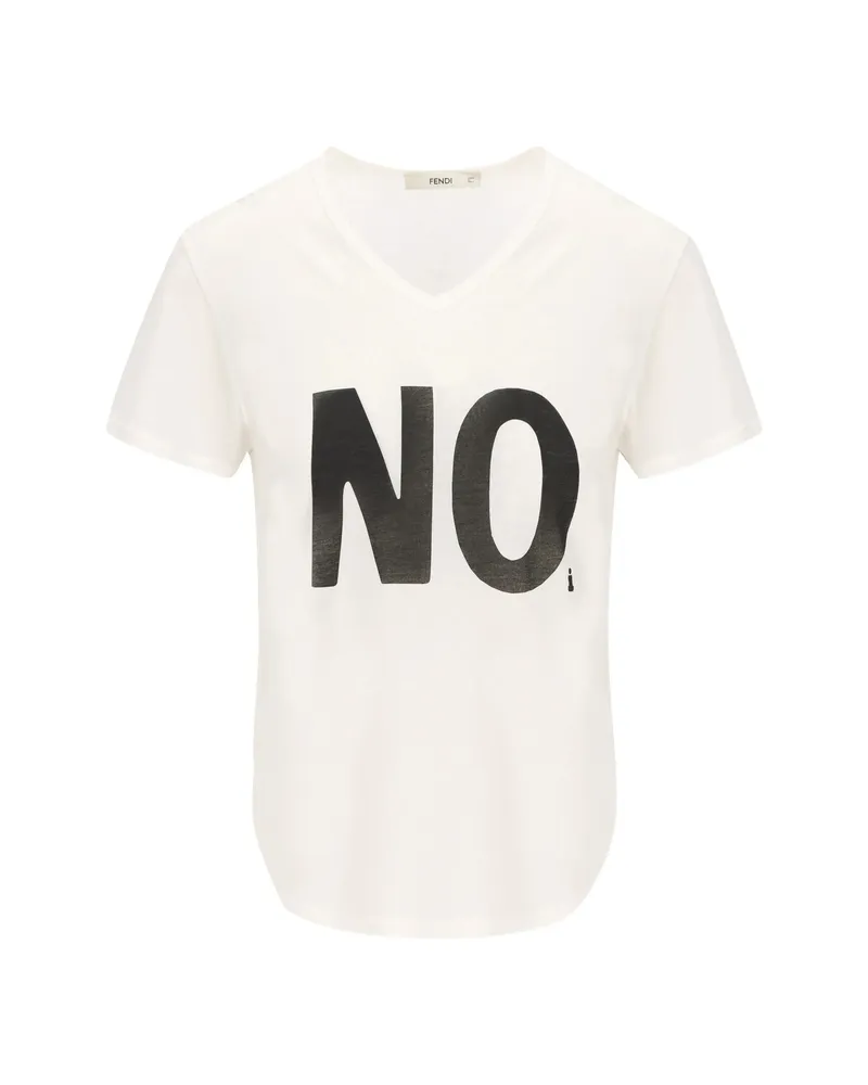 Fendi Ivory Jersey T-shirt With Noi Print White
