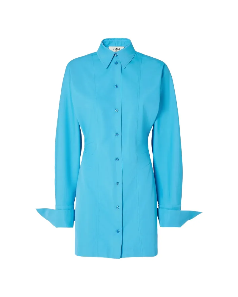 Fendi Buttoned Collared Dress Blue