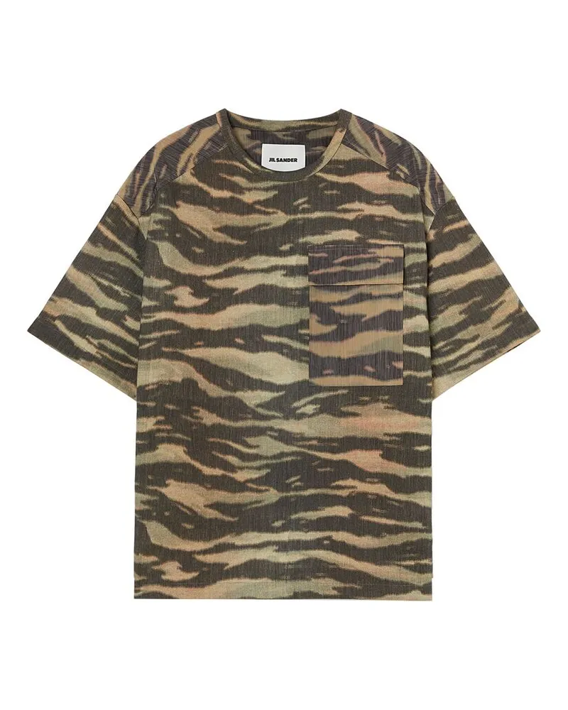 Jil Sander Printed Cotton T-shirt Green
