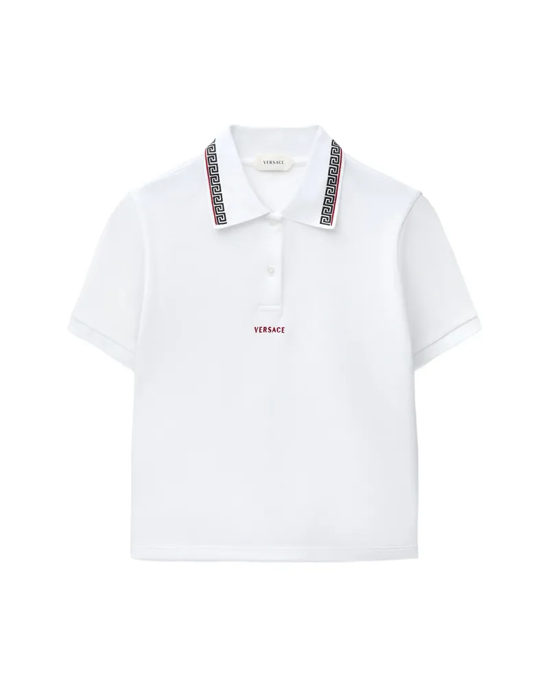 Versace Embroidered-logo Cotton Piqué Polo White