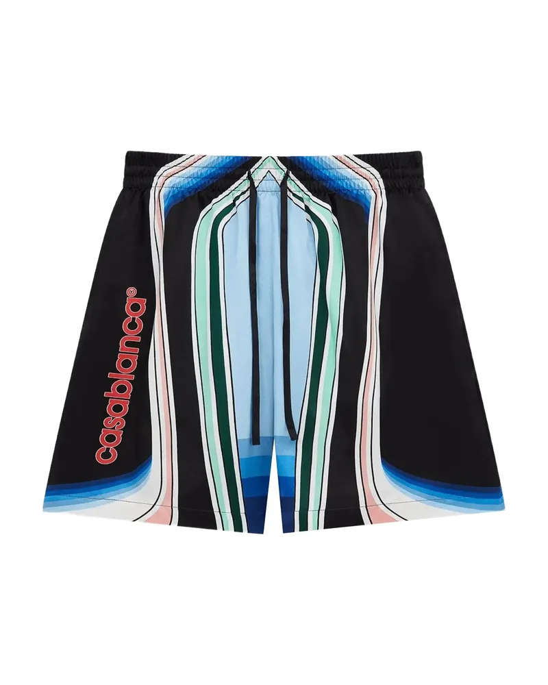 Casablanca Paris Graphic Mountain Silk Shorts Black