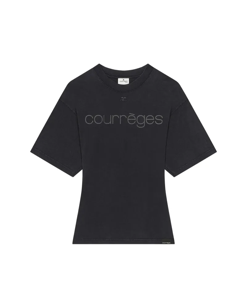 Courrèges Logo-print Cotton T-shirt Black