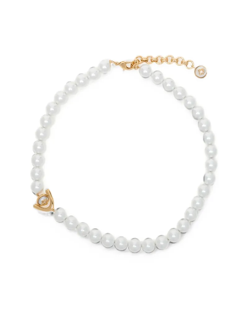 Casablanca Paris Pearl-embellished Logo-pendant Necklace Gold
