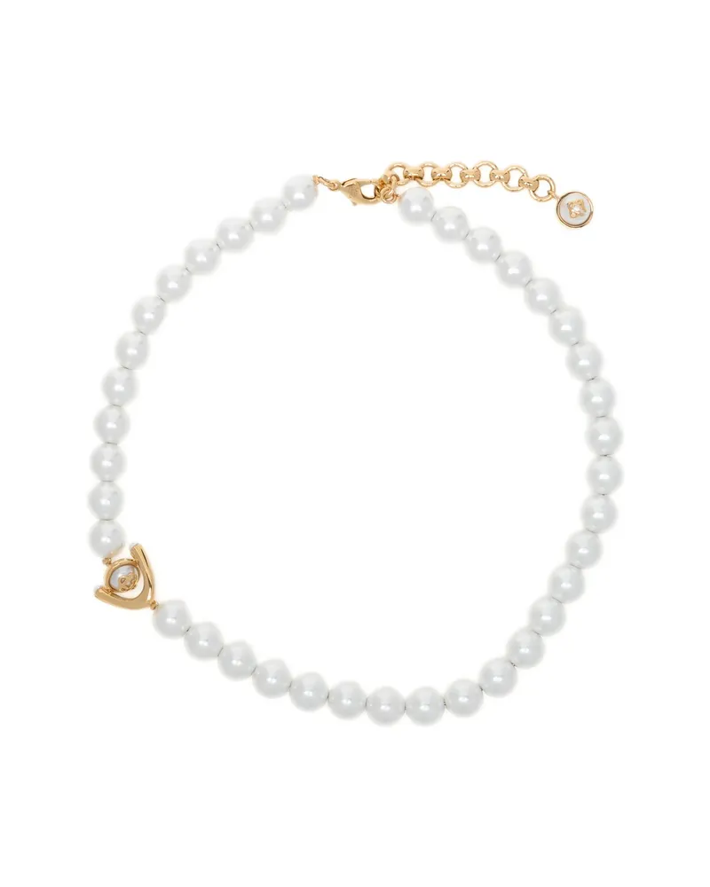 Casablanca Paris Pearl-embellished Logo-pendant Necklace Gold