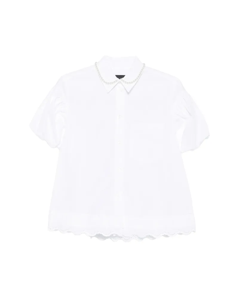Simone Rocha Pearl-embellished Broderie-anglaise Shirt White