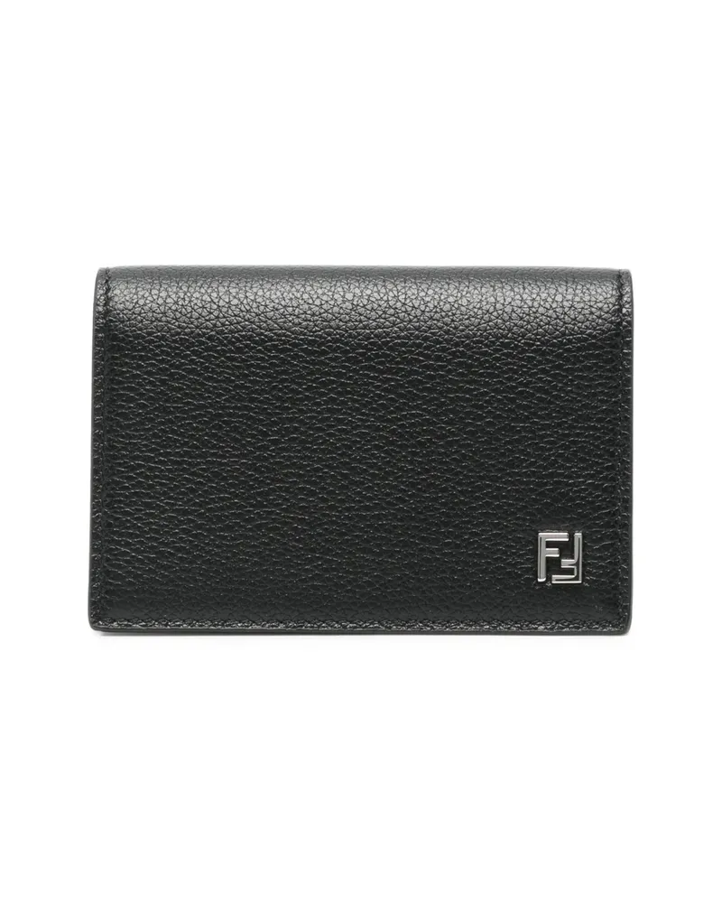 Fendi Logo-plaque Pebbled-leather Wallet Black