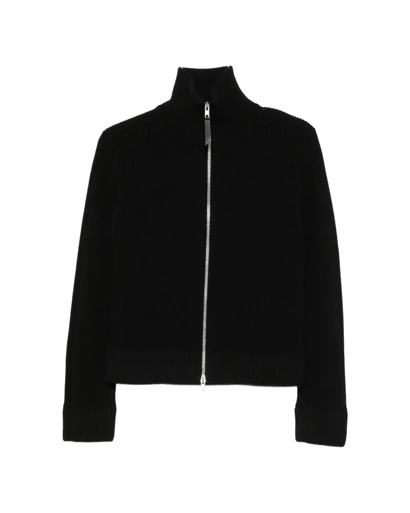 Maison Margiela Ribbed-knit Zip-up Jacket Black