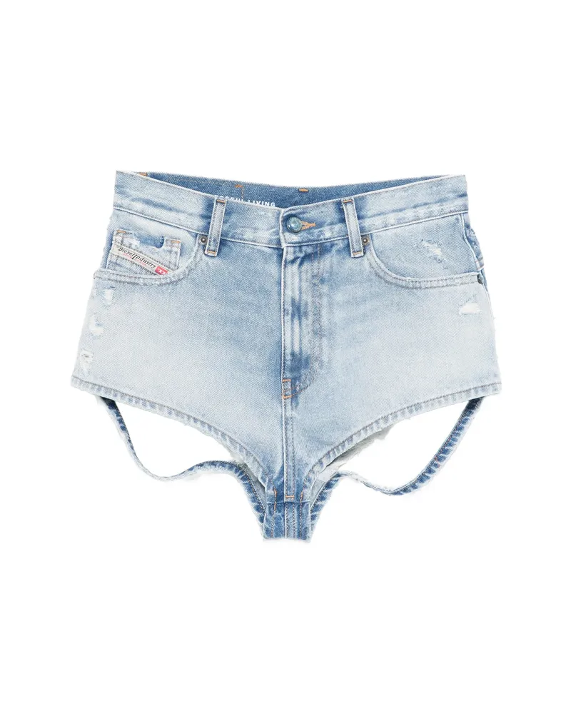 Diesel Distressed Cutout Shorts Blue
