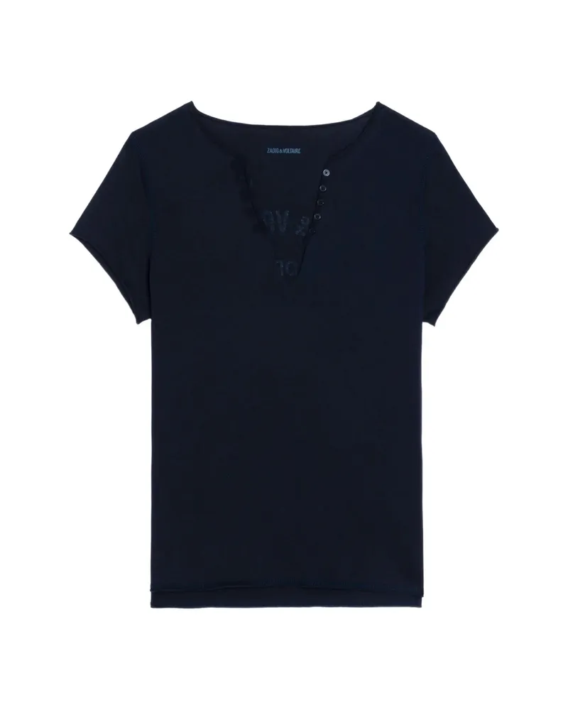 Zadig & Voltaire Button Graphic T-shirt Blue