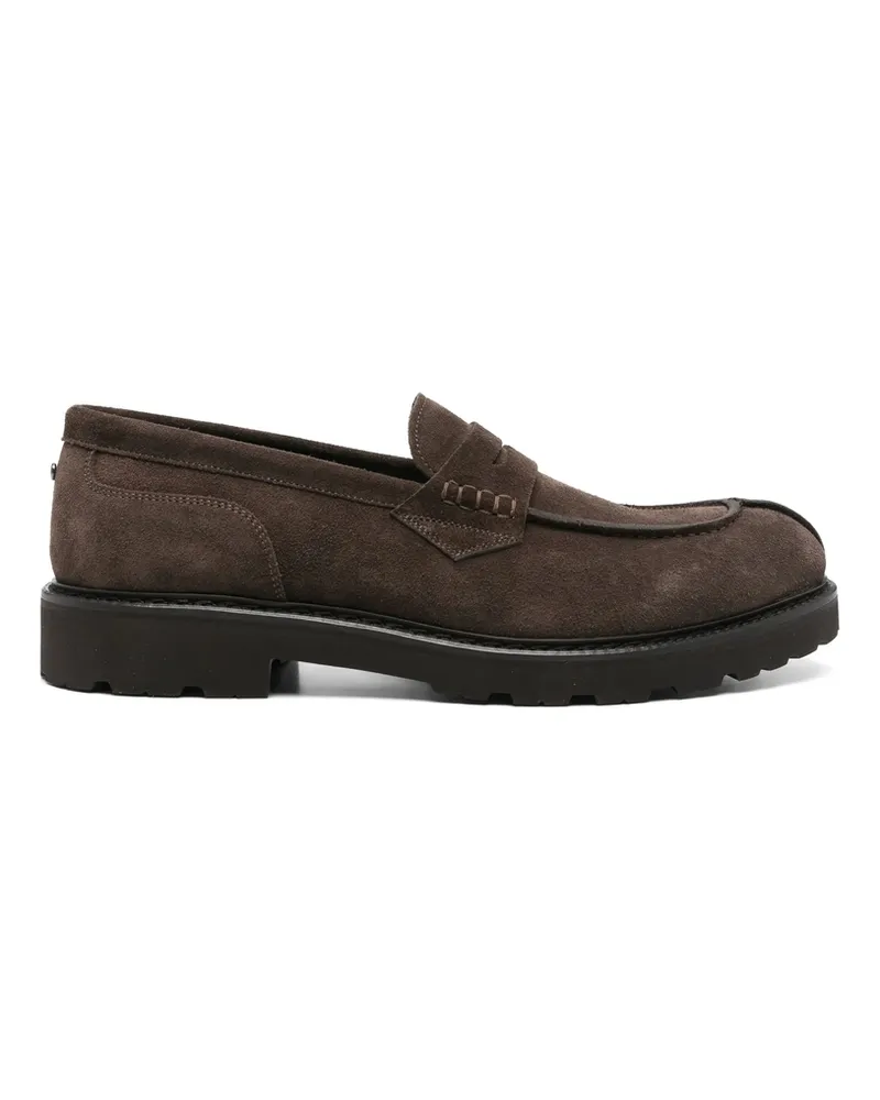 Canali Suede Penny Loafers Brown