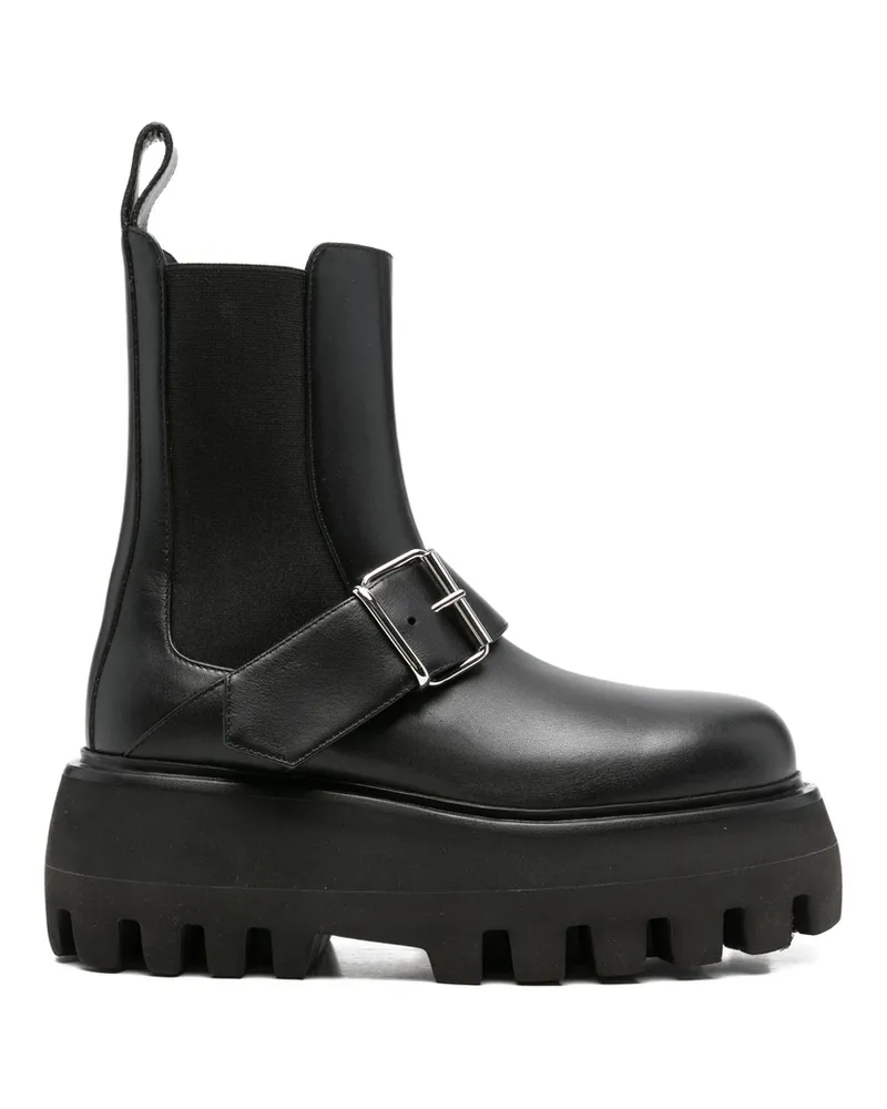 Alexander McQueen Sofa Buckle Ankle Boots Black