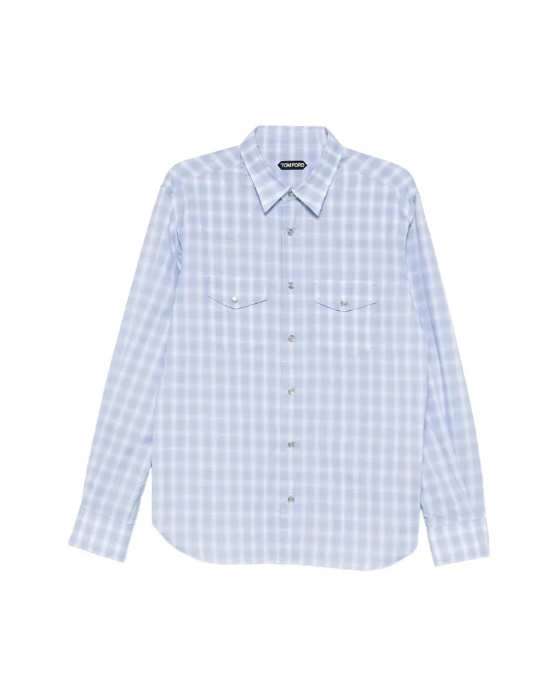 Tom Ford Check Snap-button Shirt Blue