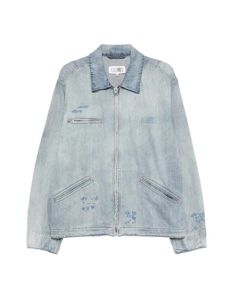 Maison Margiela Numbers-motif Denim Jacket Blue