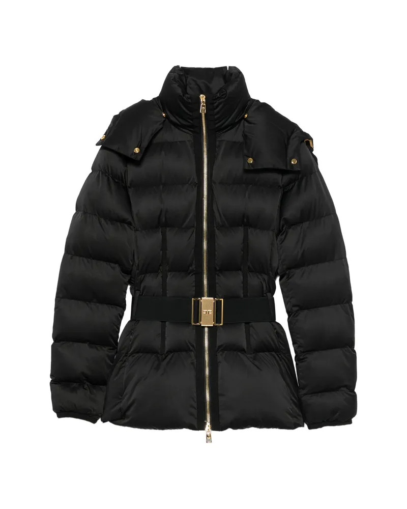 Elisabetta Franchi Belted Hooded Puffer Jacket Black