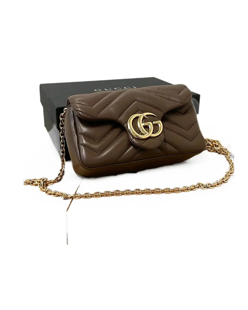 Gucci Marmont Matelassé Calf Leather Mini Bag Brown