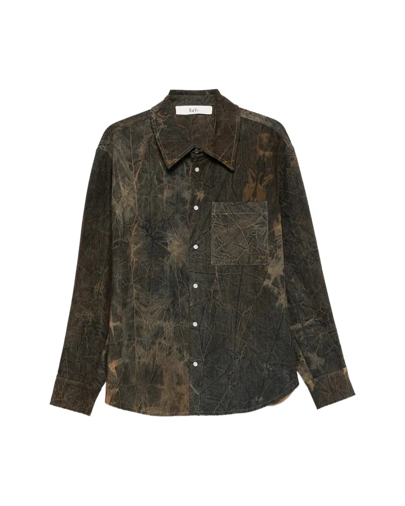 Séfr Overdyed Button-down Shirt Brown