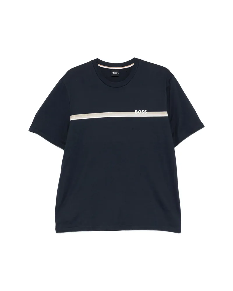 HUGO BOSS Authentic Stripe-detail Logo-print T-shirt Neutrals