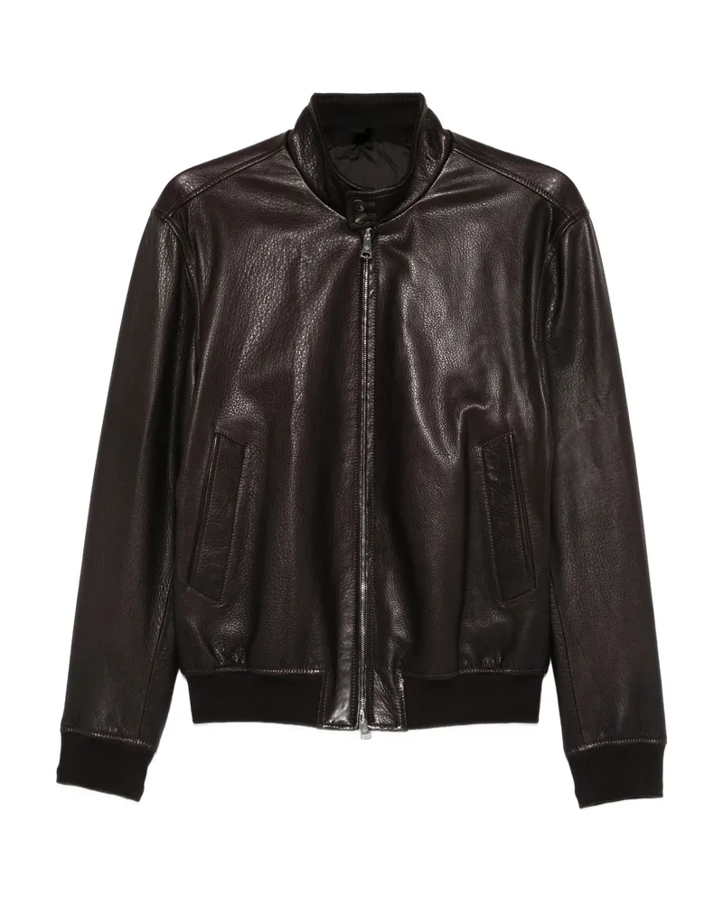 Tagliatore Ice Leather Jacket Brown