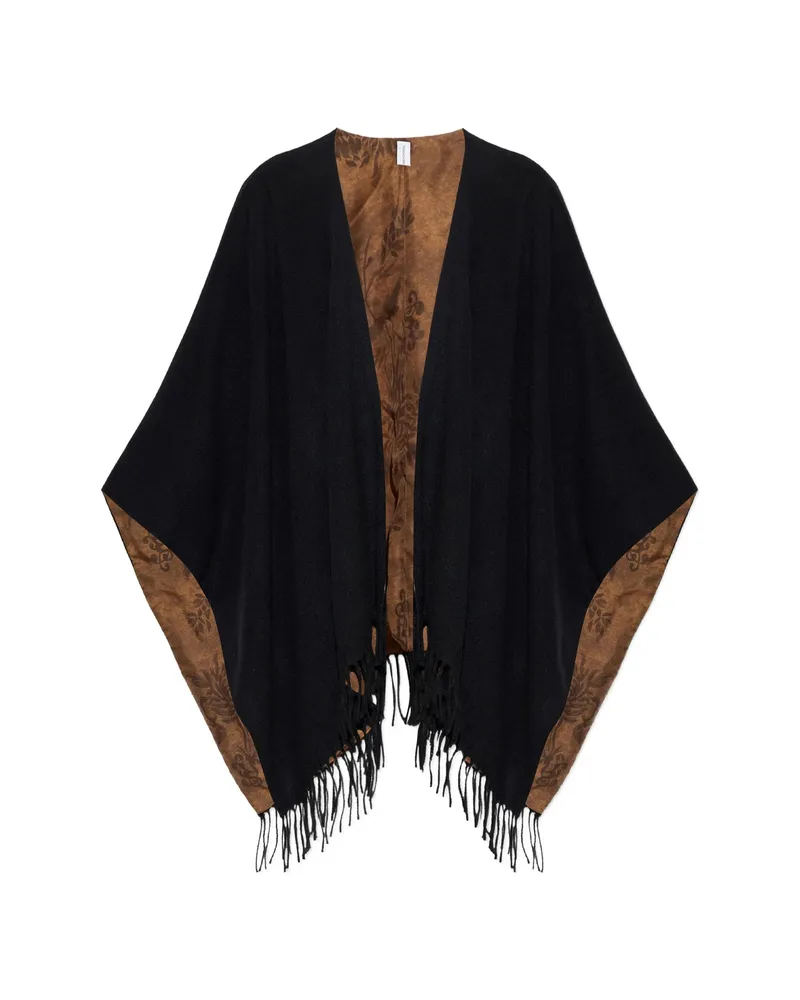 Ferragamo Fringed Double-sided Poncho Black