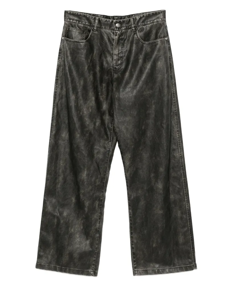 Palm Angels Curved Logo Coated Trousers Grey