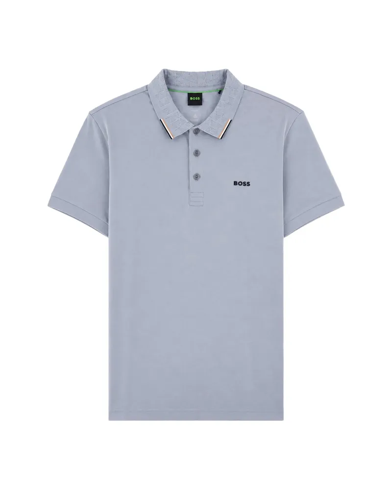 HUGO BOSS Monogram-pattern Polo Shirt Grey