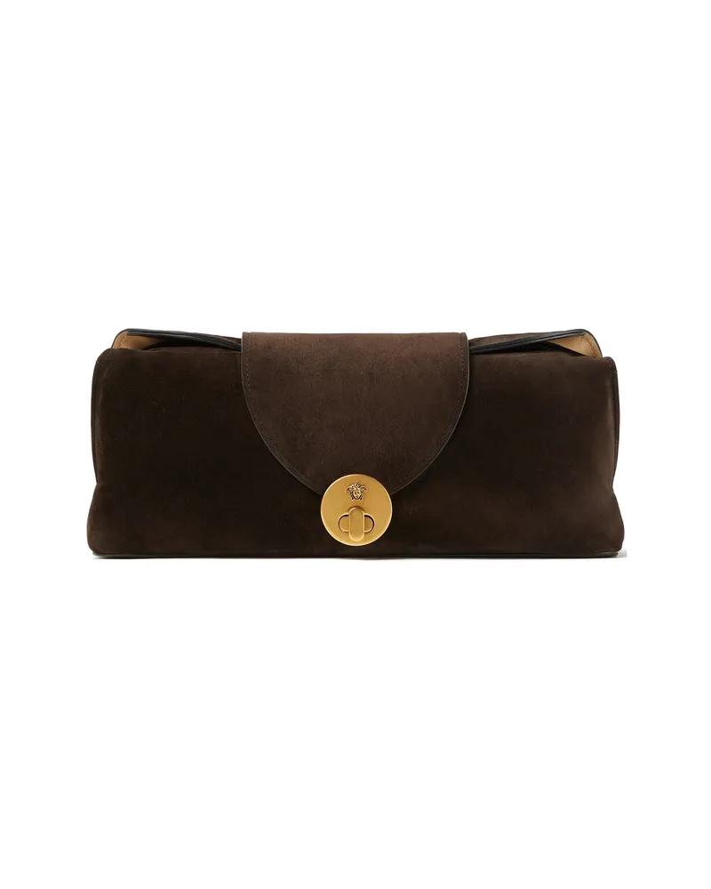 Versace Vivian Suede Clutch Brown