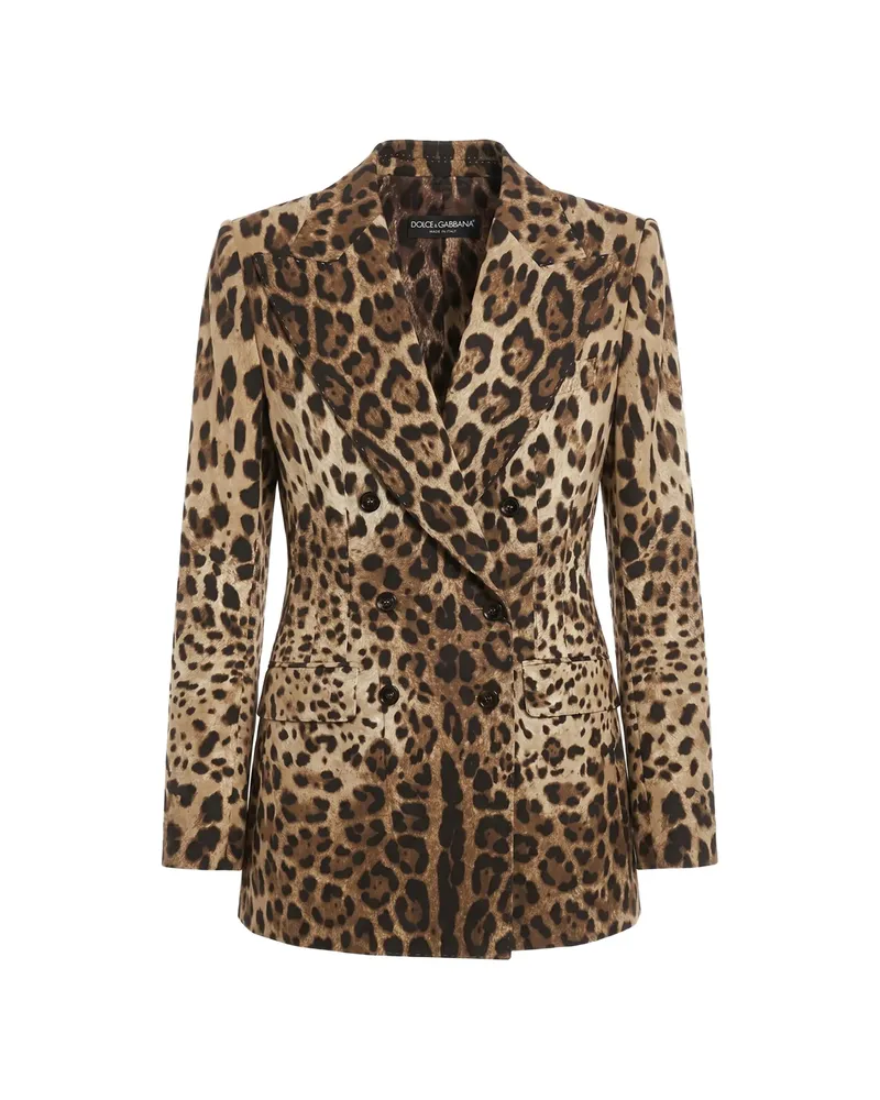 Dolce & Gabbana Leopard-print Double-breasted Blazer Neutrals