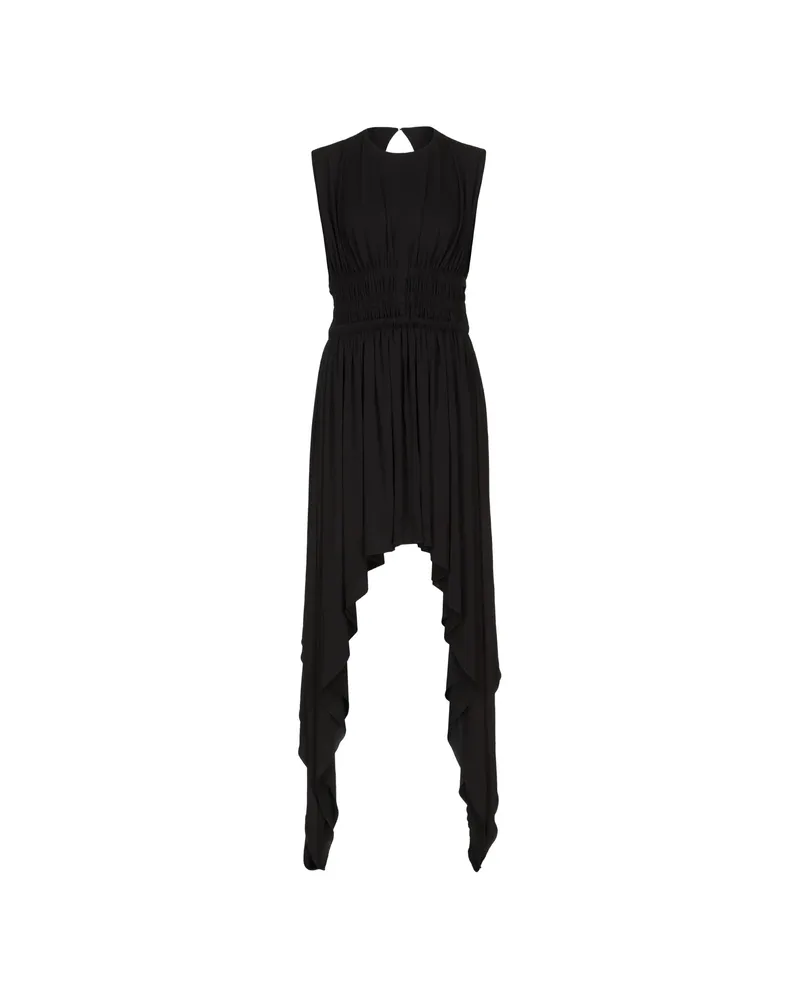 Alaïa Shirred Handkerchief Midi Dress Black