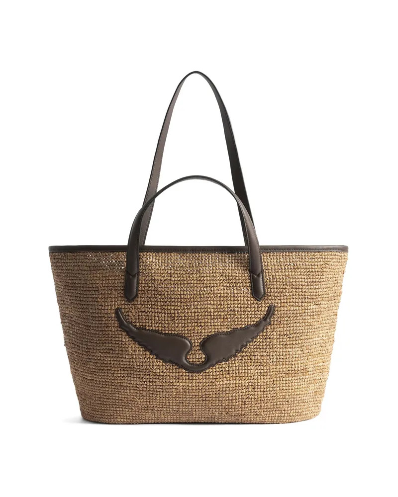 Zadig & Voltaire Wings Raffia Tote Bag Brown