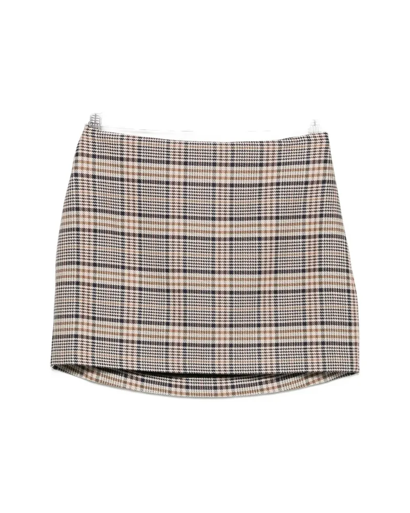 Anine Bing Check-pattern Mini Skirt Neutrals