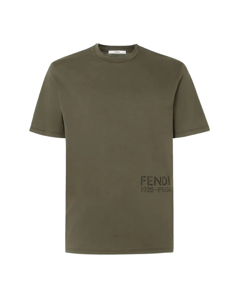 Fendi Logo-print Cotton T-shirt Green