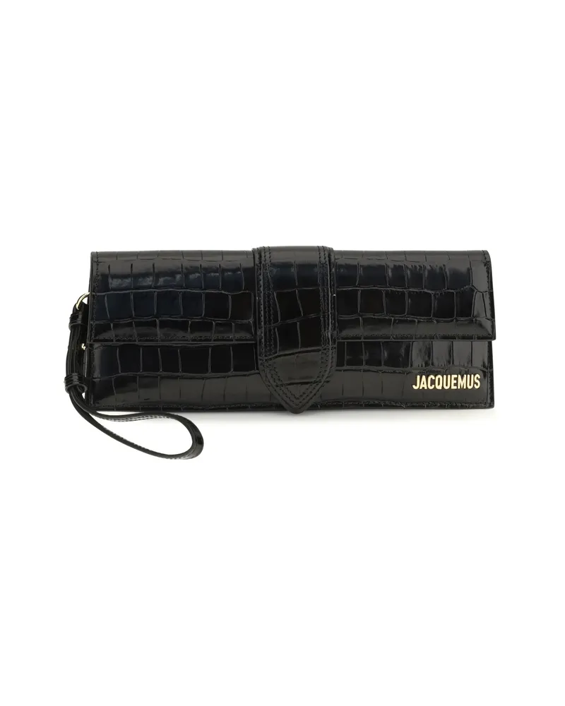 Jacquemus Le Bambino Croc-effect Leather Clutch Bag Black