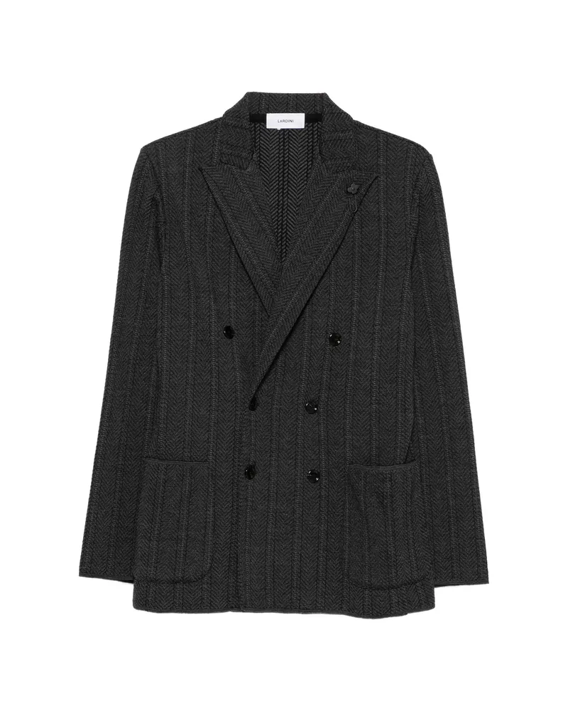 LARDINI Herringbone Double-breasted Jacket Grey