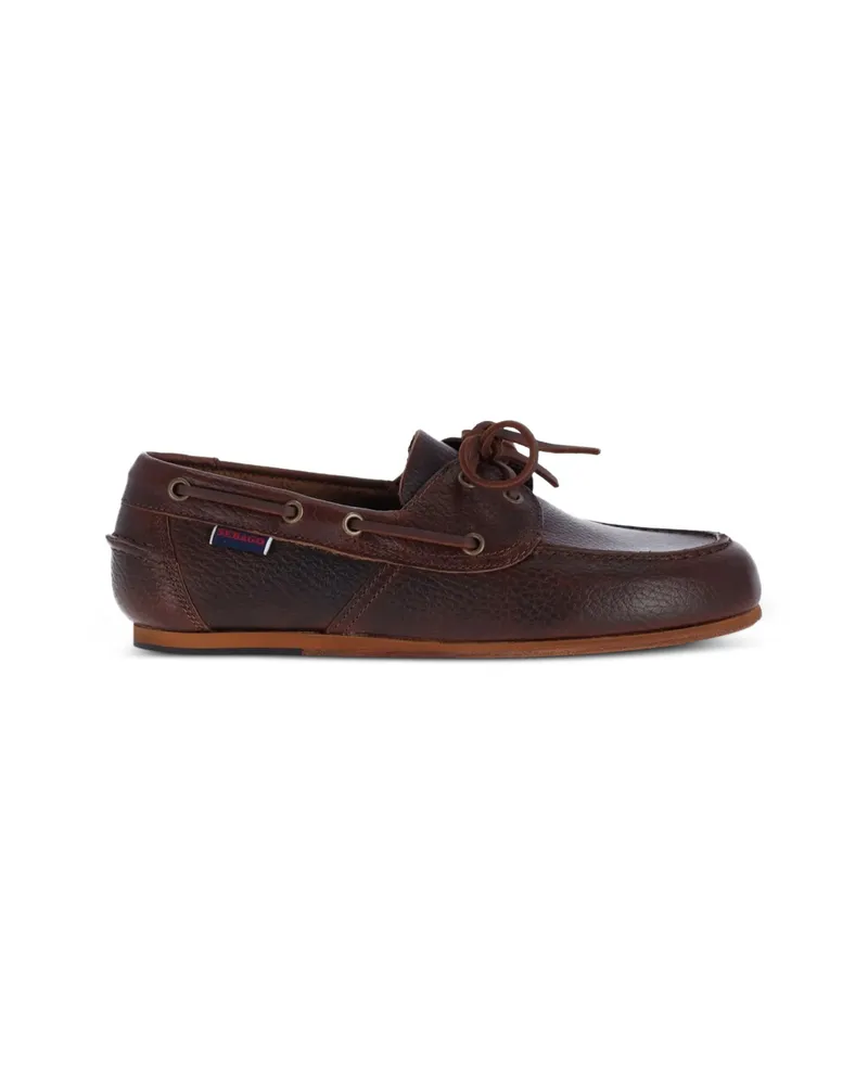 Sebago Lace-up Leather Loafers Brown