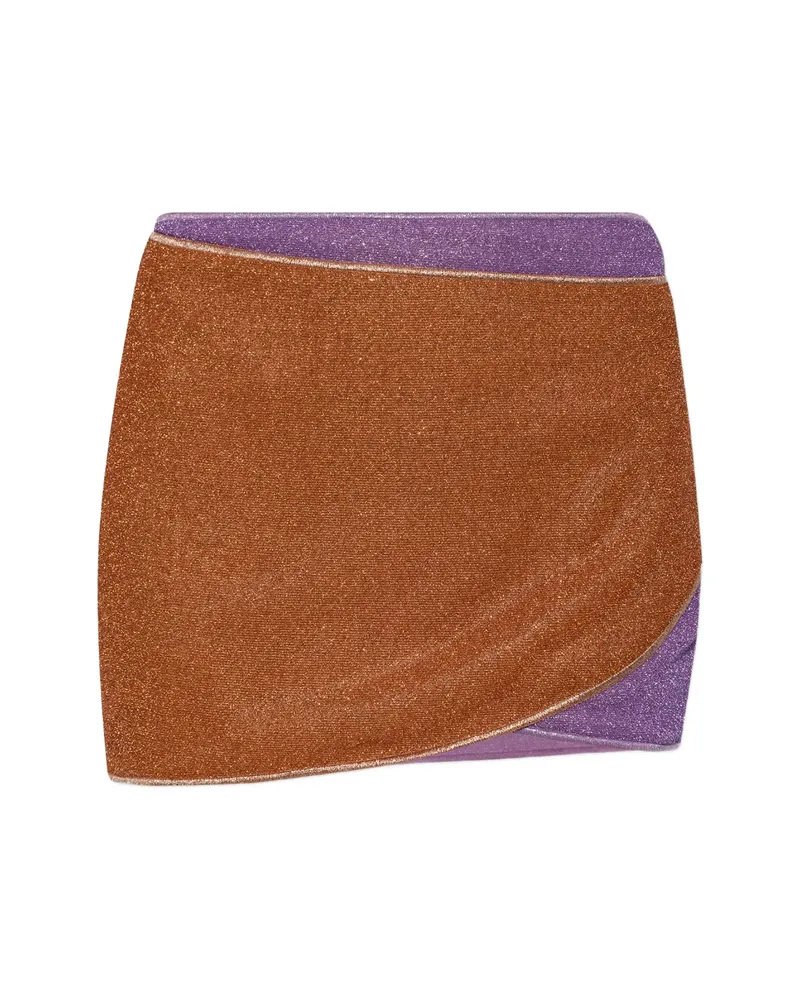 Oséree Lurex-thread Wrap-style Skirt Brown