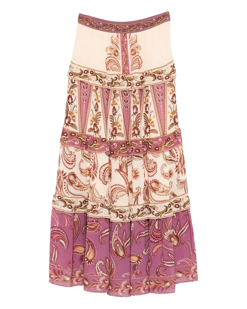 FARM Rio Paisley Tiered Maxi Skirt Purple