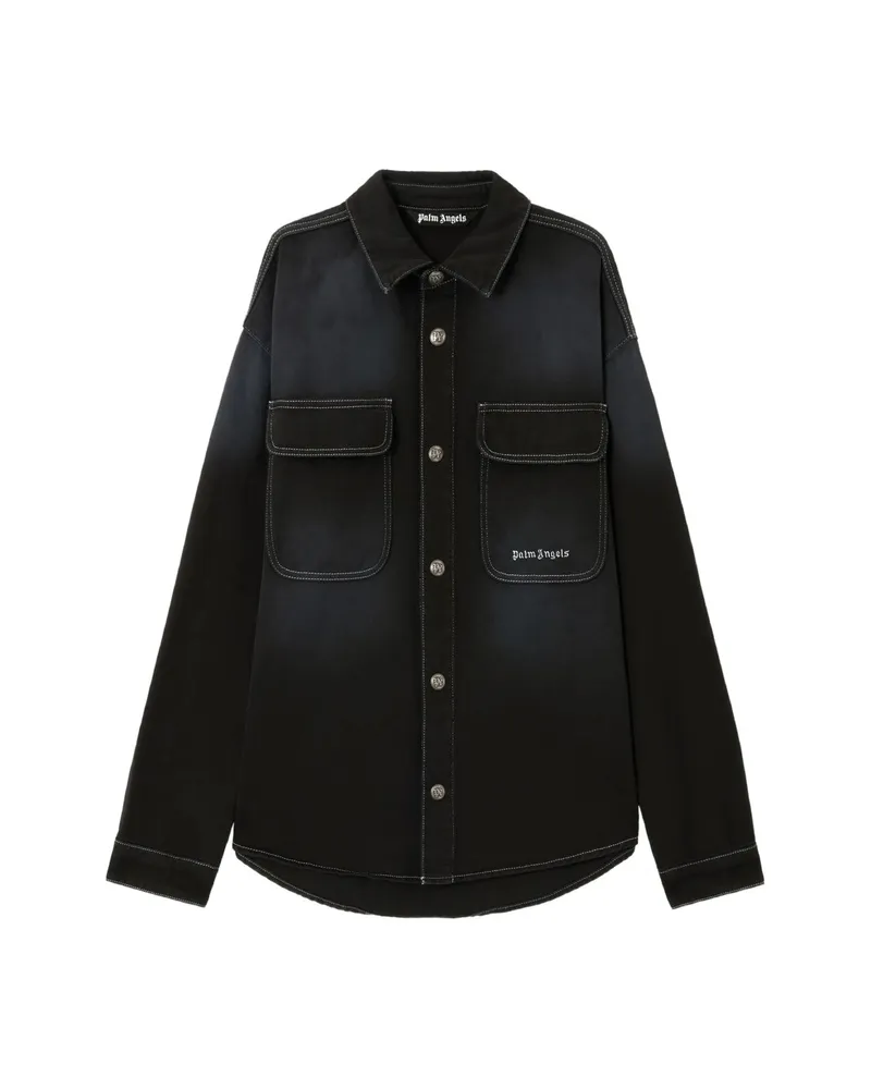 Palm Angels Logo Denim Shirt Black