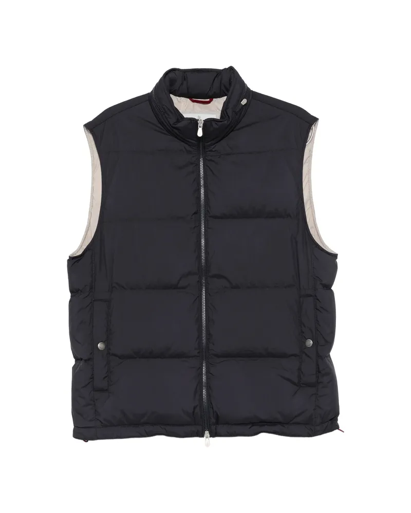 Brunello Cucinelli Quilted Zip-up Jacket Blue