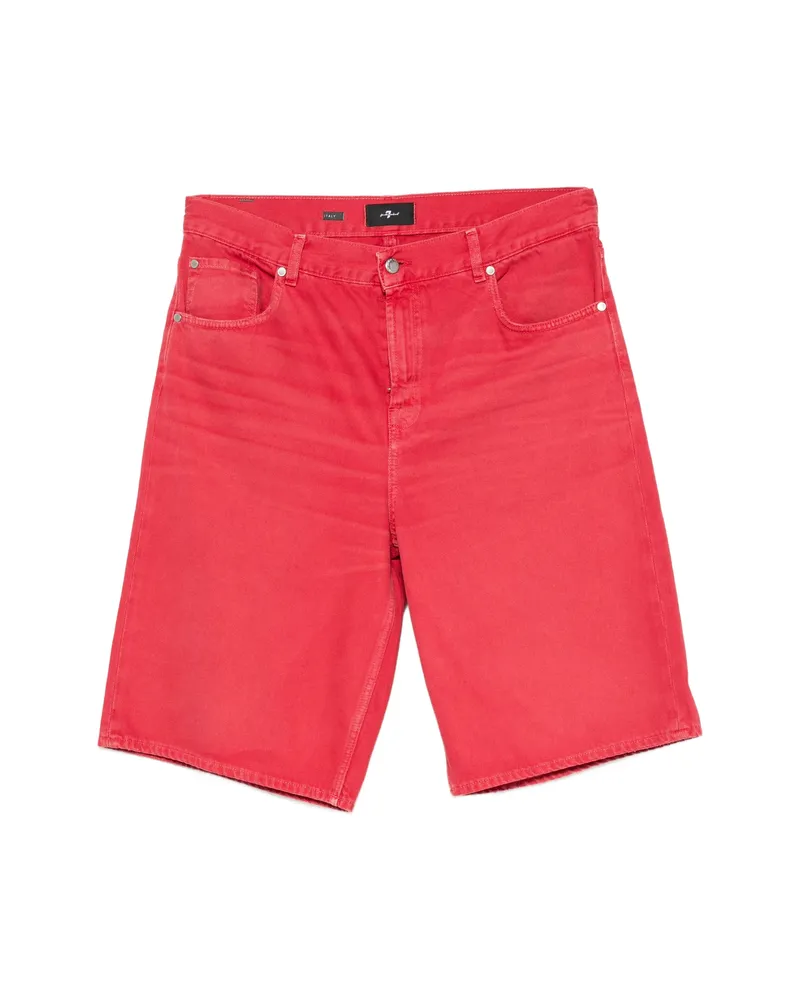 7 for all mankind Buttoned Denim Shorts Red