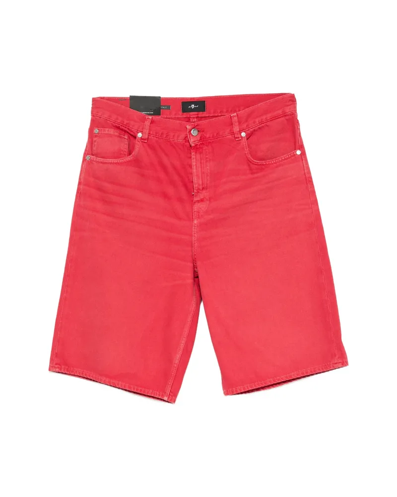 7 for all mankind Buttoned Denim Shorts Red